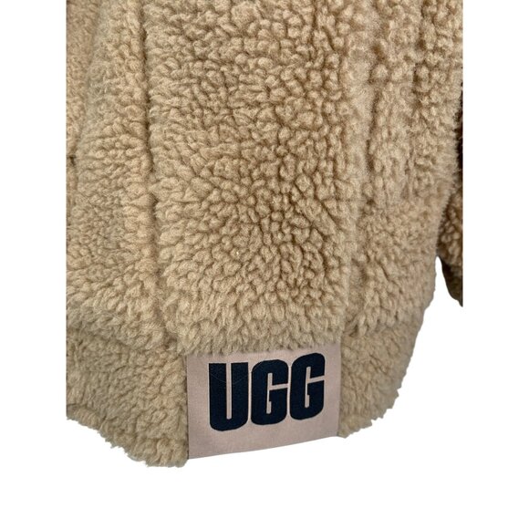 M New UGG Womens Camel Franke Trucker Sherpa Jacket Snap Satin Lined - Picture 8 of 8
